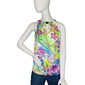 JLO Jennifer Lopez Top Floral Print Multicolor Sleeveless Size S